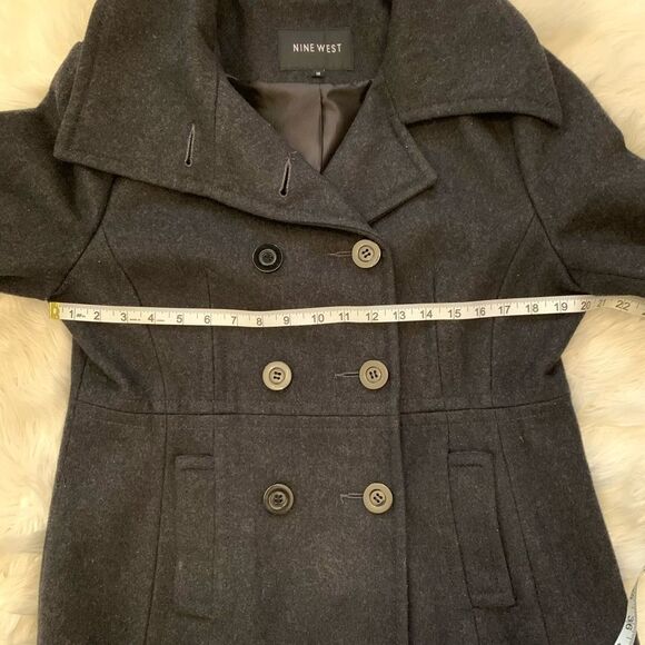 Nine West charcoal gray black wool pea coat large - Picture 6 of 10